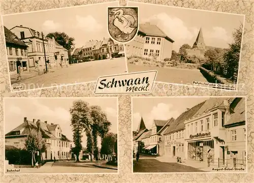 Schwaan Markt Polytechnische Oberschule Bahnhof August Bebel Strasse Schwaan