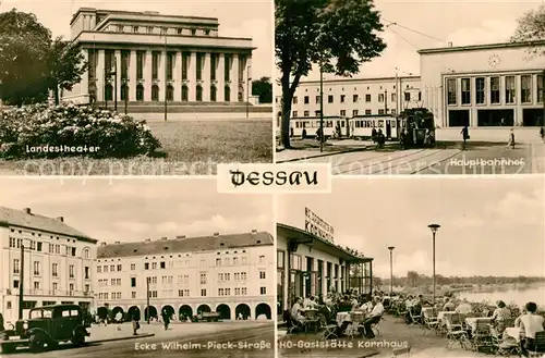 AK / Ansichtskarte Dessau Rosslau Landestheater Hauptbahnhof Ecke Wilhelm Pieck Strasse HO Gaststaette Kornhaus Dessau Rosslau