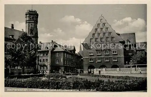 AK / Ansichtskarte Aschersleben Poststrasse HO Gaststaette Volkshaus Aschersleben