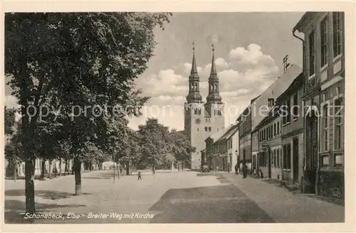 AK / Ansichtskarte Schoenebeck_Elbe Breiter Weg Kirche Schoenebeck Elbe