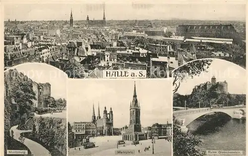 AK / Ansichtskarte Halle_Saale Fliegeraufnahme Marktplatz Moritzburg Ruine Giebichenstein Halle_Saale