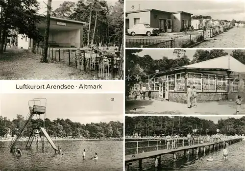 AK / Ansichtskarte Arendsee_Altmark Musikpavillon Strand Bungalowsiedlung HO Strandgaststaette Bad Arendsee Altmark