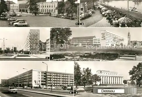 AK / Ansichtskarte Dessau Rosslau Hauptbahnhof HO Gaststaette Kornhaus Landestheater Dessau Rosslau