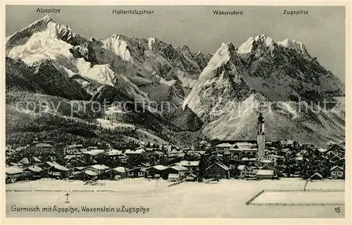 AK / Ansichtskarte Garmisch Partenkirchen mit Alpspitze Waxenstein und Zugspitze Garmisch Partenkirchen