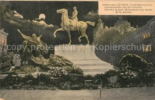 AK / Ansichtskarte Anvers_Antwerpen la nuit Monument aux morts de la guerre Anvers Antwerpen