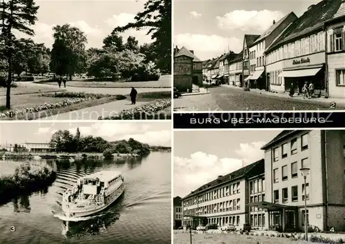 AK / Ansichtskarte Burg_Magdeburg Goethepark Breiter Weg Kanal Kreiskrankenhaus Burg Magdeburg