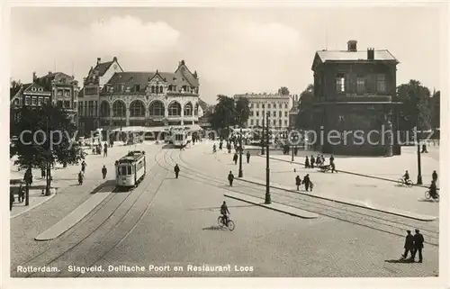 AK / Ansichtskarte Rotterdam Slagveld Delftsche Poort en Restaurant Loos Rotterdam