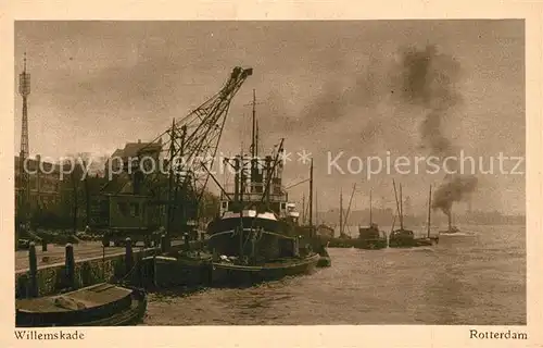 AK / Ansichtskarte Rotterdam Willemskade Dampfer Schiffskran Rotterdam