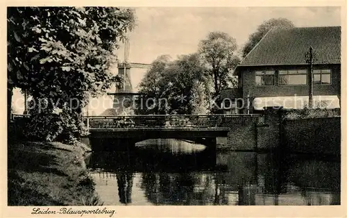 AK / Ansichtskarte Leiden Blauwpoortsbrug Molen Bruecke Windmuehle Leiden