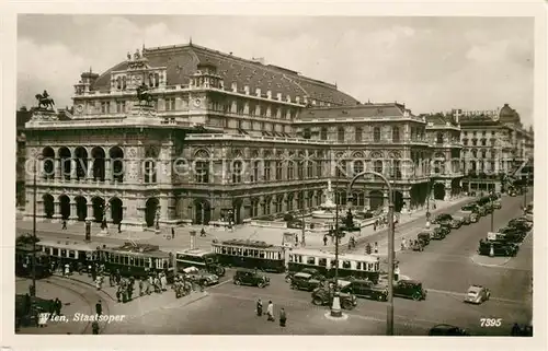 AK / Ansichtskarte Strassenbahn Wien Staatsoper  