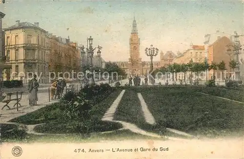 AK / Ansichtskarte Anvers_Antwerpen Avenue et Gare du Sud Anvers Antwerpen