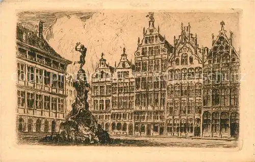 AK / Ansichtskarte Anvers_Antwerpen Grand place et monument Brabo Anvers Antwerpen