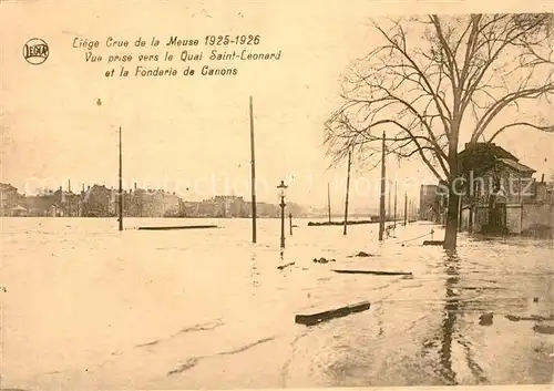 AK / Ansichtskarte Liege_Luettich Crue de la Meuse Vue prise vers le Quai Saint Leonard et la Fonderie de Canons Liege Luettich