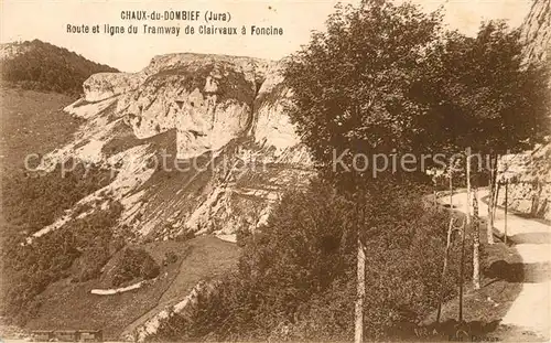 AK / Ansichtskarte Chaux du Dombief_La Route et ligne du Tramway de Clairvaux a Foncine Chaux du Dombief_La