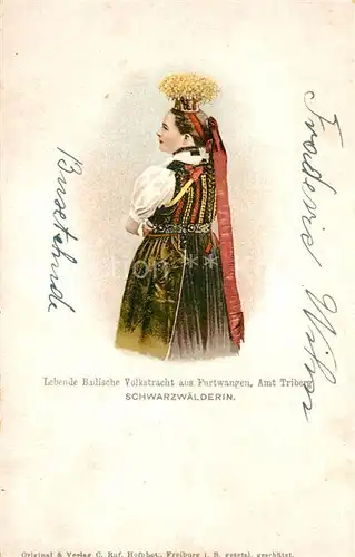 Triberg_Schwarzwald Badische Volkstracht aus Furtwangen Schwarzwaeldlerin Triberg Schwarzwald