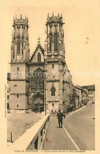 AK / Ansichtskarte Pont a Mousson Eglise Saint Martin et Rue Gambetta Pont a Mousson