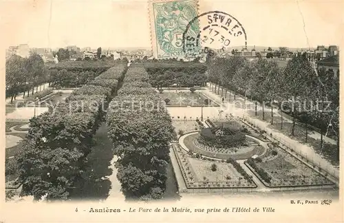 AK / Ansichtskarte Asnieres sur Seine Le Parc de la Mairie Hotel de Ville Asnieres sur Seine