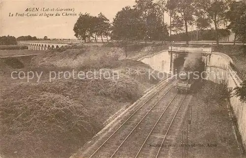 AK / Ansichtskarte Agen_Lot_et_Garonne Le Pont Canal et ligne du Chemin de fer Agen_Lot_et_Garonne