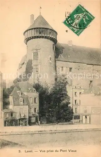 AK / Ansichtskarte Laval_Mayenne Donjon du Chateau vue prise du pont vieux Laval Mayenne