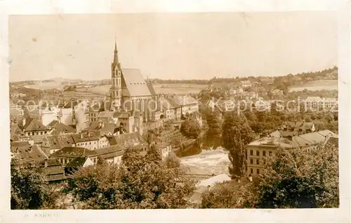 AK / Ansichtskarte Krumau_Tschechien Ortsansicht mit Kirche Krumau Tschechien