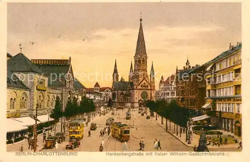 AK / Ansichtskarte Charlottenburg Hardenbergstrasse mit Kaiser Wilhelm Ged?chtniskirche Strassenbahnen Charlottenburg