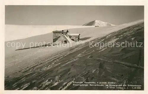 AK / Ansichtskarte Rennerbaude Berghaus Riesengebirge Winterlandschaft Rennerbaude