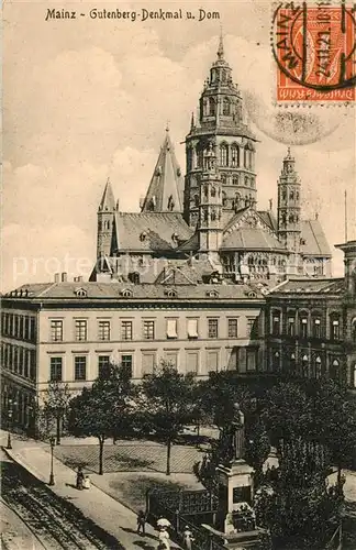 Mainz_Rhein Gutenberg Denkmal und Dom Mainz Rhein