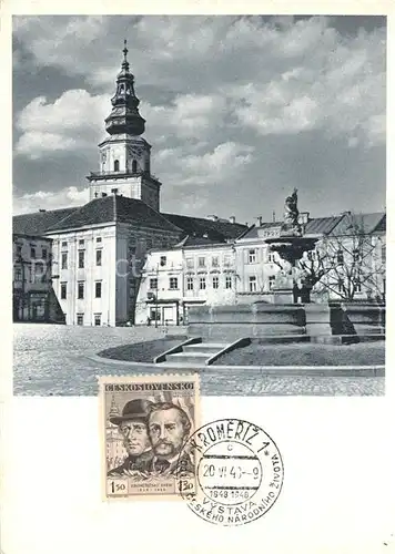 AK / Ansichtskarte Kromeriz Kromerizske namesti se zamkem Brunnen Schloss Kromeriz