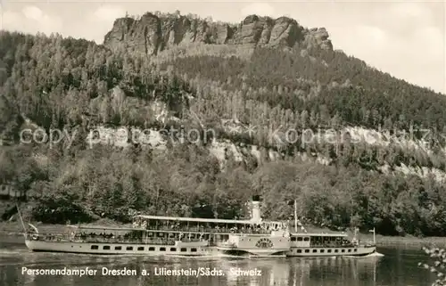 AK / Ansichtskarte Dampfer_Seitenrad Dresden Lilienstein S?chsische Schweiz  