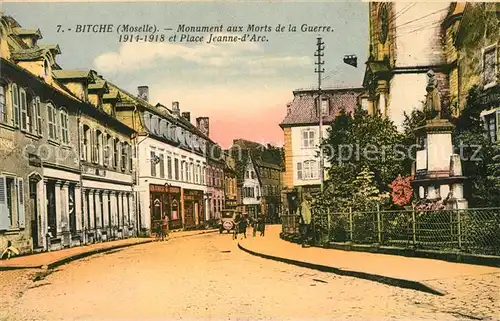 AK / Ansichtskarte Bitche_Moselle Monument aux Morts de la Guerre Place Jeanne d Arc Bitche_Moselle