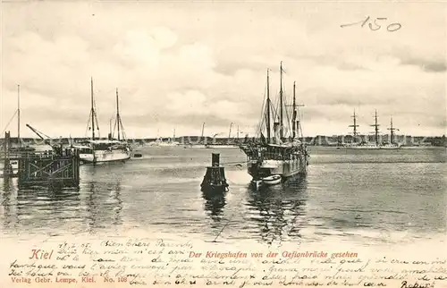 AK / Ansichtskarte Kiel Kriegshafen Blick von Gefionbr?cke Kiel