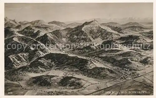 AK / Ansichtskarte Muellheim_Baden Panorama Suedlicher Schwarzwald aus der Vogelperspektive Muellheim_Baden