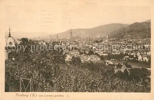 AK / Ansichtskarte Freiburg_Breisgau Panorama Blick vom Lorettoberg Veltens Lichtdruck Ansichtskarten Freiburg Breisgau