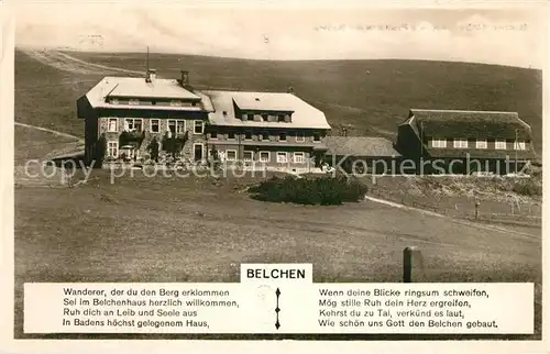 AK / Ansichtskarte Belchen_Baden Berghotel Belchenhaus Gedicht Belchen_Baden