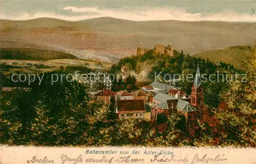 AK / Ansichtskarte Badenweiler Panorama mit Burgruine Schwarzwald von der Adlereiche aus gesehen Badenweiler