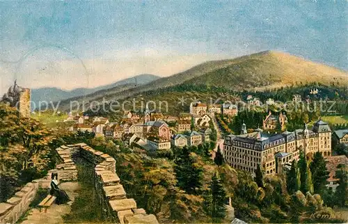 AK / Ansichtskarte Badenweiler Panorama Kurort im Schwarzwald Kuenstlerkarte Badenweiler