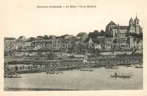 AK / Ansichtskarte Vieux_Brisach Partie am Rhein Schiffsbruecke Altstadt Muenster Vieux Brisach