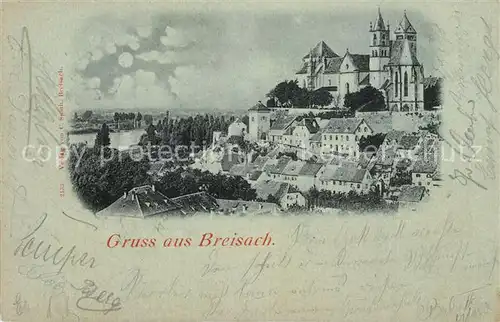 AK / Ansichtskarte Breisach_Rhein Altstadt mit Muenster im Mondschein Breisach Rhein