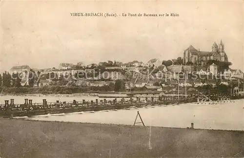 AK / Ansichtskarte Vieux_Brisach Pont de Bateaux sur le Rhin Rhein Schiffsbruecke Blick zum Muenster Vieux Brisach