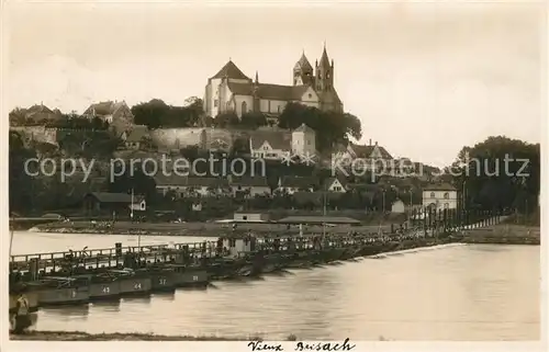 AK / Ansichtskarte Vieux_Brisach Pont du Rhin Schiffsbruecke Blick zum Muenster Vieux Brisach