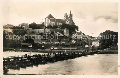 AK / Ansichtskarte Vieux_Brisach Pont du Rhin Schiffsbruecke Blick zum Muenster Vieux Brisach