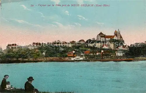 AK / Ansichtskarte Neuf Brisach Vapeur sur le Rhin Rheindampfer Blick zum Muenster Neuf Brisach