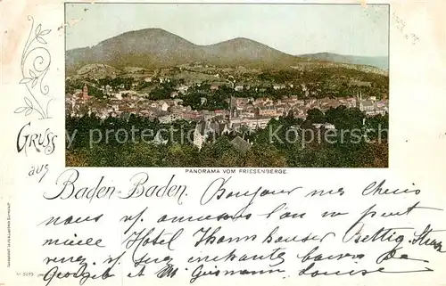 AK / Ansichtskarte Baden Baden Stadtpanorama Blick vom Friesenberge Deutsche Reichspost Baden Baden