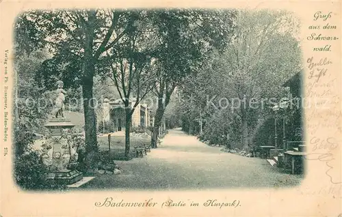 AK / Ansichtskarte Badenweiler Partie im Kurpark Promenade Kurort im Schwarzwald Badenweiler