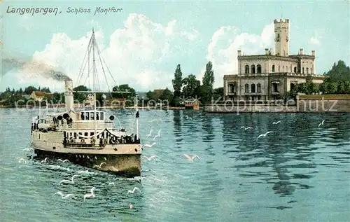 AK / Ansichtskarte Langenargen_Bodensee Schloss Monfort Ansicht vom See aus Dampfer Langenargen Bodensee