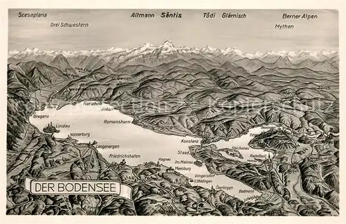 AK / Ansichtskarte Bodensee_Region und Umgebung Alpen aus der Vogelperspektive Bodensee Region