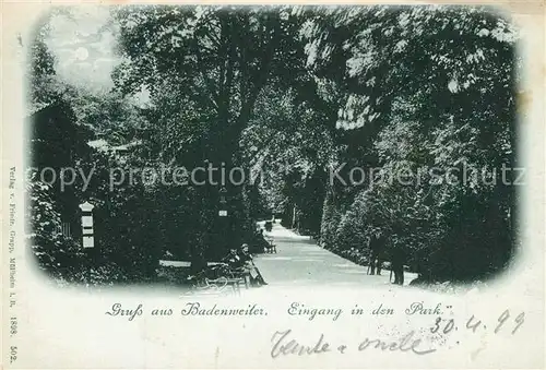 AK / Ansichtskarte Badenweiler Eingang in den Park Badenweiler