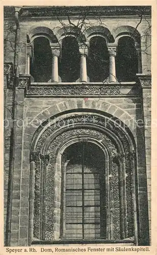 AK / Ansichtskarte Speyer_Rhein Dom Romanisches Fenster Saeulenkapitell Speyer Rhein