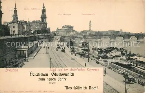 AK / Ansichtskarte Dresden Neujahrskarte Hofkirche Hofoper  Dresden