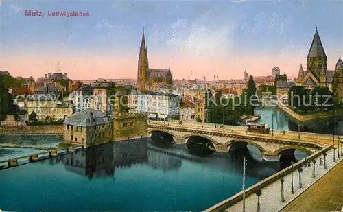 Metz_Moselle Ludwigstaden Mittelbruecke Kirche Kathedrale Stempel geprueft Metz_Moselle